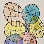 Follow the Bouncing Ball 
18" W x 24" H
Watercolor and Mixed Media on Paper Mounted on Board